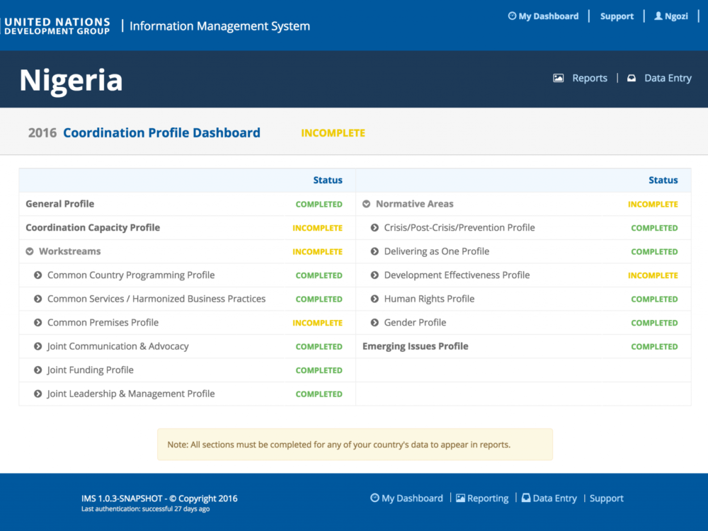 UNDG Information Management System