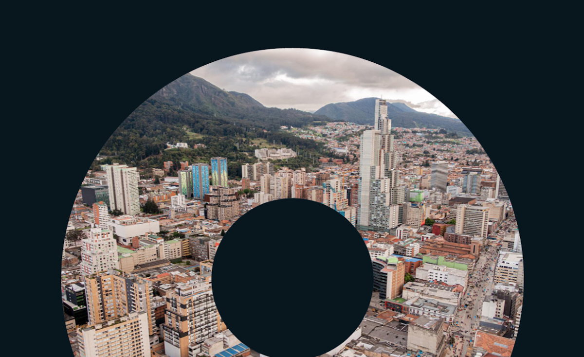 An aerial view of Bogotá, Colombia on the cover of the Data Value Project’s white paper. Photo credit- Bergslay:Pixabay.